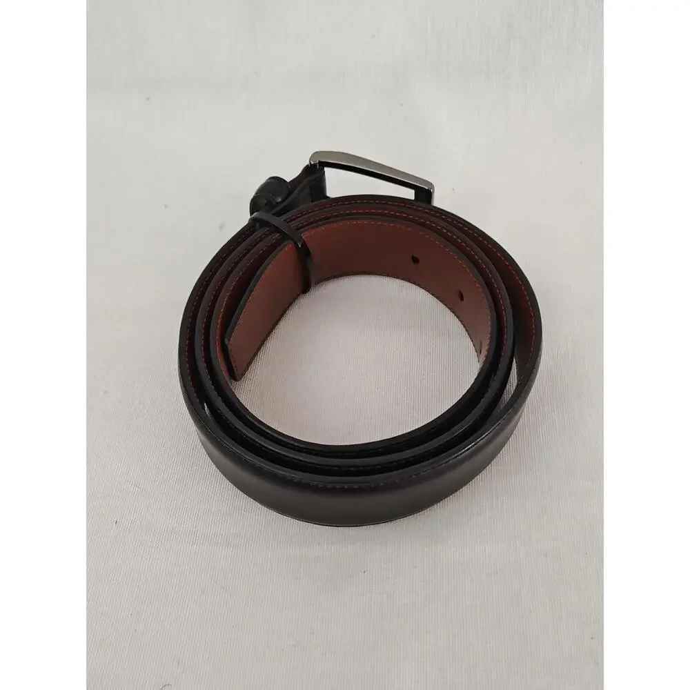 Penguin Black Genuine Bonded leather Silver‎ Tone Buckle Men's Belt 40